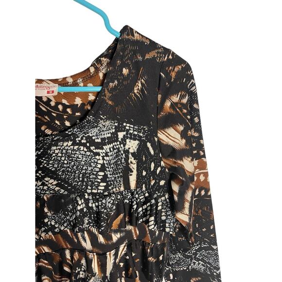 Tango Mango Tiered Ruffle Stretch Sleeveless Animal Print Dress Size Small - Picture 4 of 10